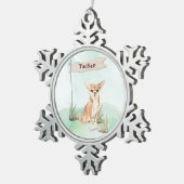 Aangepaste naam Chihuahua Pet Dog Tin Sneeuwvlok Ornament (Rechts)
