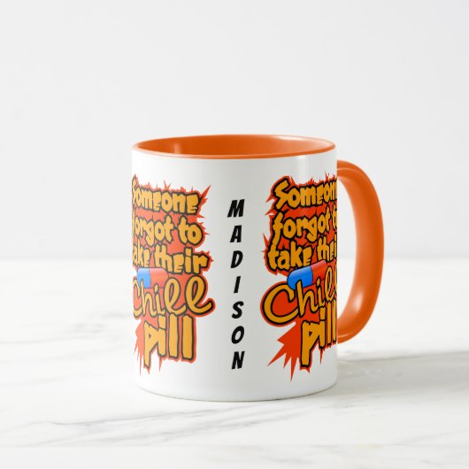 Aangepaste naam Chill Pill mokken (Voorkant rechts)