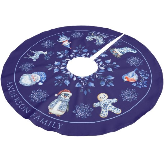 Aangepaste naam Chinoiserie Christmas Kerstboom Rok (Gekanteld)