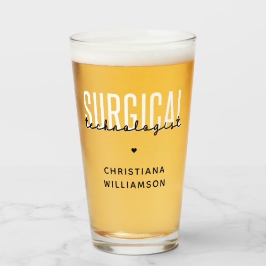 Aangepaste naam chirurgische technologiste Med Sur Glas (Voorkant gevuld)