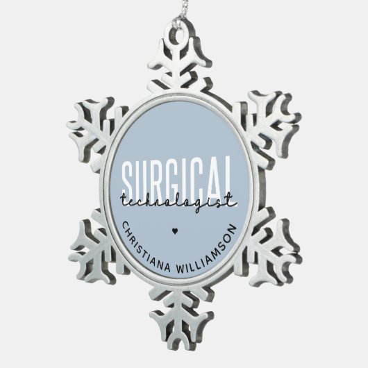 Aangepaste naam chirurgische technologiste Med Sur Tin Sneeuwvlok Ornament (Rechts)