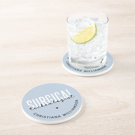 Aangepaste naam chirurgische technologiste Med Sur Zandsteen Onderzetter (Zijkant)