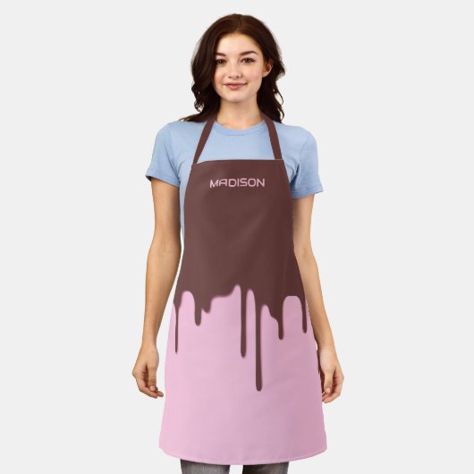Aangepaste naam Chocolade Drip Schort (Gedragen)