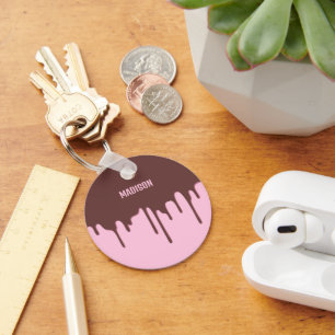 Aangepaste naam Chocolade Drip Sleutelhanger
