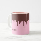 Aangepaste naam Chocolade Drip Tweekleurige Koffiemok (Voorkant links)