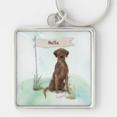 Aangepaste Naam Chocolade Lab Huisdier Hond Sleutelhanger (Voorkant)