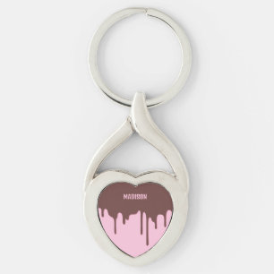 Aangepaste naam chocoladedrip sleutelhanger