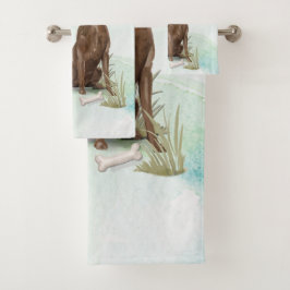 Aangepaste naam Chocolate Lab Pet Dog Bad Handdoek