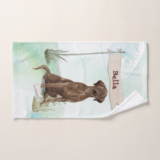 Aangepaste naam Chocolate Lab Pet Dog Bad Handdoek (Handdoek)