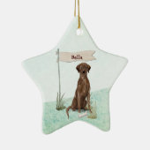 Aangepaste naam Chocolate Lab Pet Dog Keramisch Ornament (Rechts)