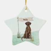 Aangepaste naam Chocolate Lab Pet Dog Keramisch Ornament (Achterkant)