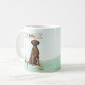 Aangepaste naam Chocolate Lab Pet Dog Koffiemok (Voorkant links)