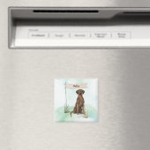 Aangepaste naam Chocolate Lab Pet Dog Magneet (Insitu (Vaatwasser))