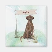 Aangepaste naam Chocolate Lab Pet Dog Magneet (Voorkant)
