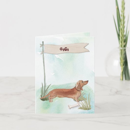 Aangepaste naam Chocolate Lab Pet Dog Notitiekaartje (Voorkant)