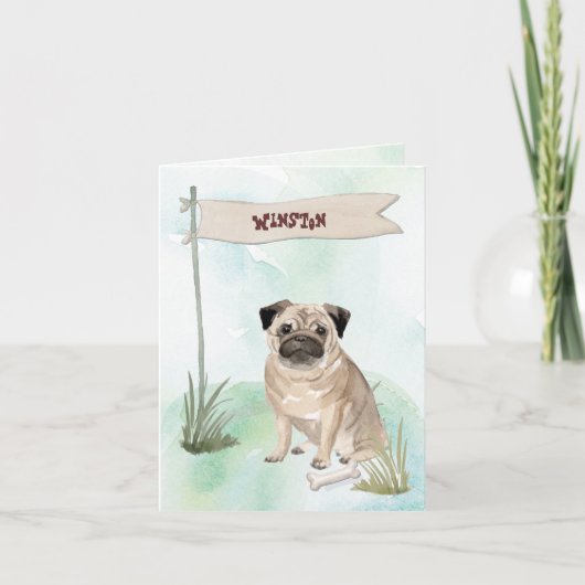 Aangepaste naam Chocolate Lab Pet Dog Notitiekaartje (Voorkant)