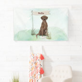 Aangepaste naam Chocolate Lab Pet Dog Spandoek (Insitu)