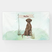 Aangepaste naam Chocolate Lab Pet Dog Spandoek (Horizontaal)