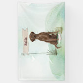 Aangepaste naam Chocolate Lab Pet Dog Spandoek (Verticaal)