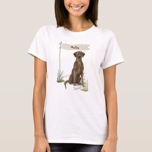Aangepaste naam Chocolate Lab Pet Dog T-shirt (Voorkant)