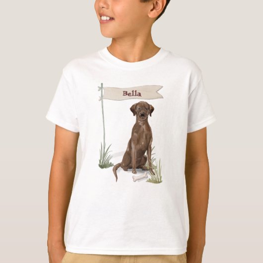 Aangepaste naam Chocolate Lab Pet Dog T-shirt (Voorkant)