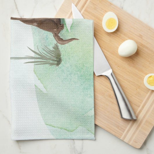 Aangepaste naam Chocolate Lab Pet Dog Theedoek (Quarter Fold)