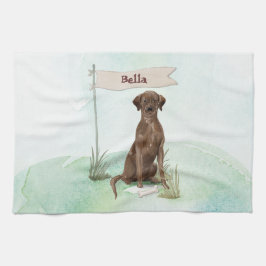 Aangepaste naam Chocolate Lab Pet Dog Theedoek