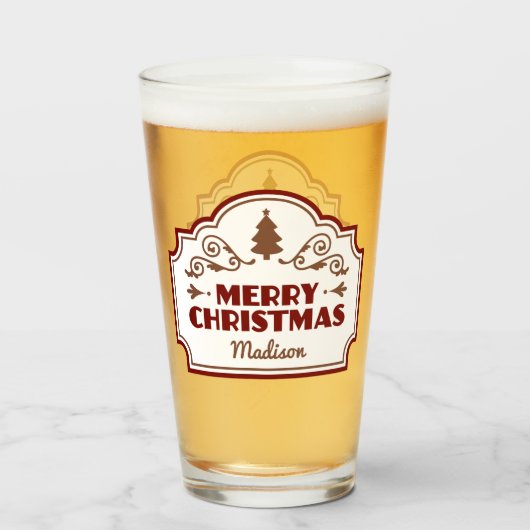 Aangepaste naam Christmas pint glas (Achterkant gevuld)