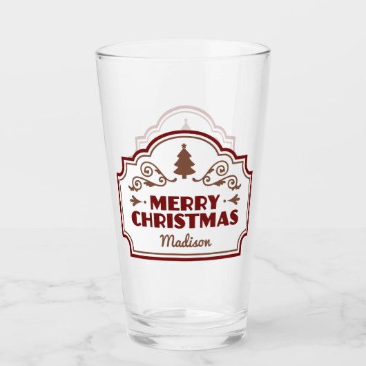 Aangepaste naam Christmas pint glas (Voorkant)