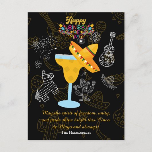Aangepaste naam Cinco de Mayo Fiesta Spanish Holid Briefkaart (Voorkant)