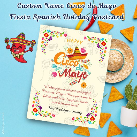 Aangepaste naam Cinco de Mayo Fiesta Spanish Holid Briefkaart