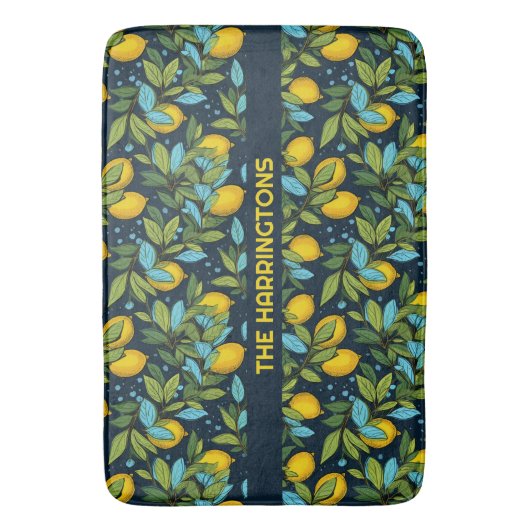 Aangepaste naam Citroenpatroon Badmat (Voorkant Verticaal)