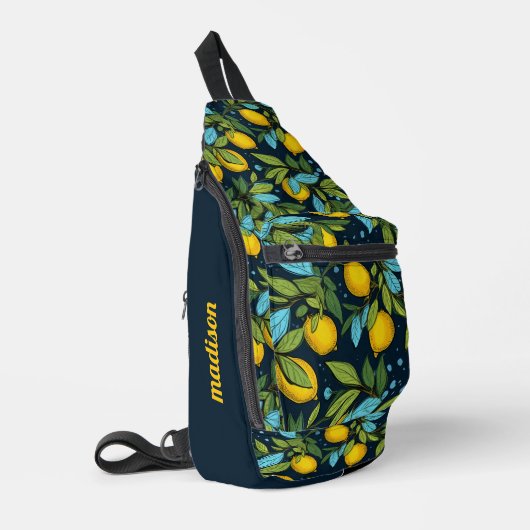 Aangepaste naam Citroenpatroon Sling Bag (Linkerhoek)