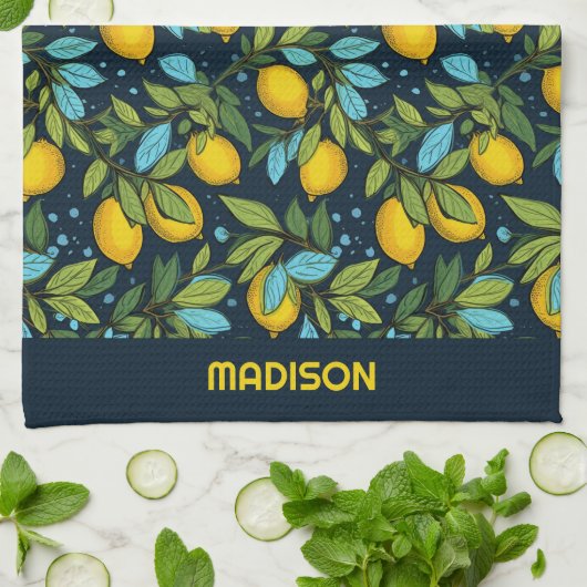 Aangepaste naam Citroenpatroon Theedoek (Gevouwen)