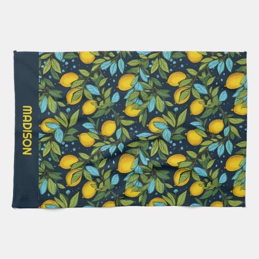 Aangepaste naam Citroenpatroon Theedoek (Horizontaal)