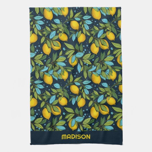 Aangepaste naam Citroenpatroon Theedoek (Verticaal)