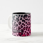 Aangepaste naam Classic Leopard Print Design Brook Tweekleurige Koffiemok (Voorkant links)