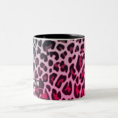 Aangepaste naam Classic Leopard Print Design Brook Tweekleurige Koffiemok (Center)