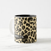 Aangepaste naam Classic Leopard Print Design Madel Tweekleurige Koffiemok (Voorkant links)