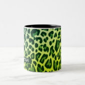 Aangepaste naam Classic Leopard Print Design Savan Tweekleurige Koffiemok (Center)
