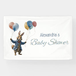 Aangepaste naam Clever konijn met ballonnen Spandoek