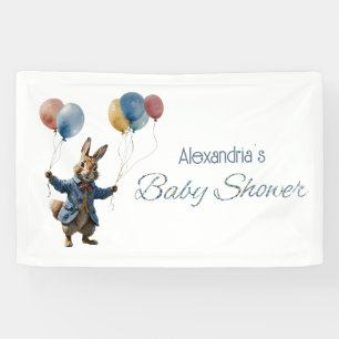Aangepaste naam Clever konijn met ballonnen Spandoek
