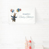 Aangepaste naam Clever konijn met ballonnen Spandoek (Insitu)