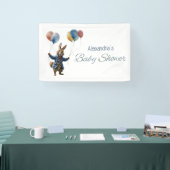 Aangepaste naam Clever konijn met ballonnen Spandoek (Beurs)