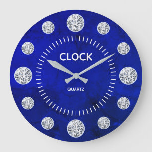 Aangepaste naam Cobalt Blue Lapis Diamond Solitair Grote Klok