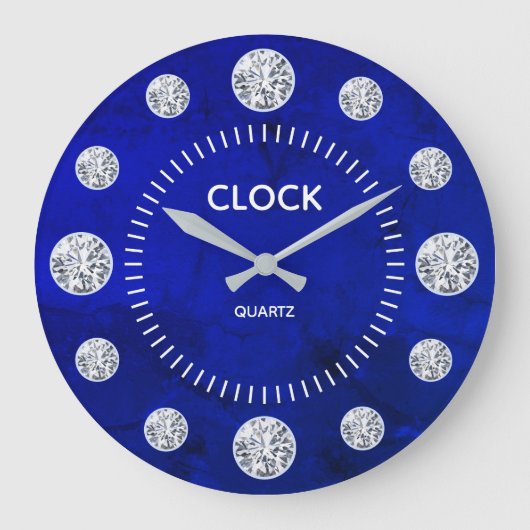 Aangepaste naam Cobalt Blue Lapis Diamond Solitair Grote Klok (Voorkant)