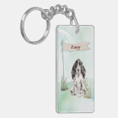 Aangepaste Naam Cocker Spaniel Huisdier Hond Sleutelhanger (Voorkant Links)
