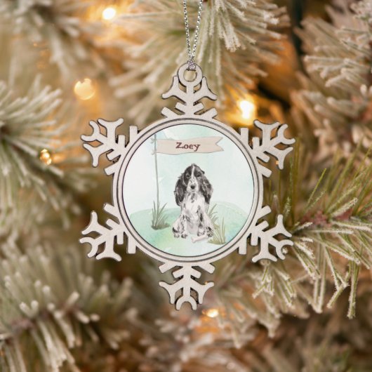 Aangepaste Naam Cocker Spaniel Huisdier Hond Tin Sneeuwvlok Ornament (Boom)