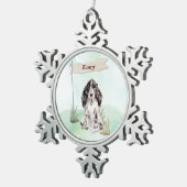 Aangepaste Naam Cocker Spaniel Huisdier Hond Tin Sneeuwvlok Ornament (Rechts)