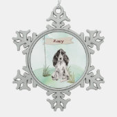 Aangepaste Naam Cocker Spaniel Huisdier Hond Tin Sneeuwvlok Ornament (Voorkant)